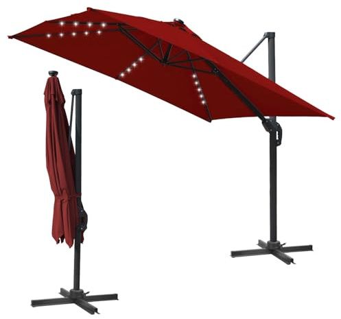 Tubiaz Sonnenschirm Ampelschirm 300 x 300 cm rechteckig Gartenschirm mit Kurbe 360° Drehbar und Kippbar,Terrassenschirm Sonnenschutz UV50+ Aluminium Marktschirm für Garten,Terrasse