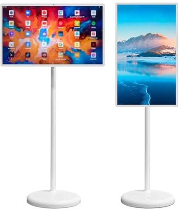 Portable 32 Inch Touch Screen Monitor, 1080p Resolution, 6+128GB Storage, 15000mAh Battery, 10 Hour Life, 360° Rotating, Remote Control, with 13MP Webcam
