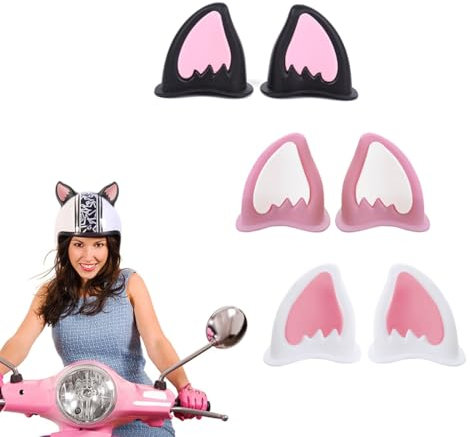 OUDQFCJ 3 Paia Orecchie Decorative per Casco Moto Orecchie da Gatto per Casco Moto Accessori per Casco Moto Decorativi (6 cm x 5,5 cm)