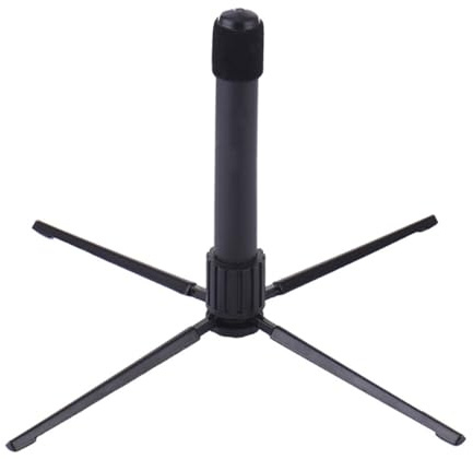 Alnicov Soporte portátil de Metal Plegable para Flauta, Soporte para Clarinete, Negro, Compacto y Ligero, con Base Desmontable y Almohadilla de Fieltro para Proteger el Instrumento.