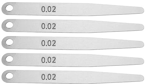 5 spessimetri da 0,02 mm, pieghevoli, spessimetri, spessori per misurazioni, set di spessimetri, in acciaio inox, spessore standard e offset standard