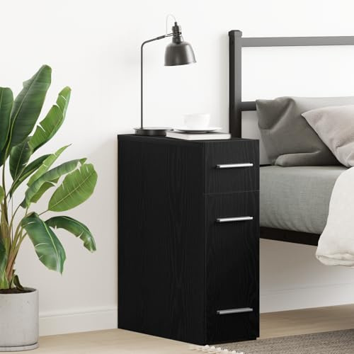 WEMYUFURN Armario farmacéutico moderno de roble negro, 3 cajones, para salón o dormitorio