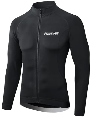 MEETWEE Thermo Herren Radtrikot Langarm, Fahrradbekleidung Fahrrad Trikot T Shirt für Männer, Atmungsaktive Cycling Jersey Schnell Trocknen Radsport Bekleidung