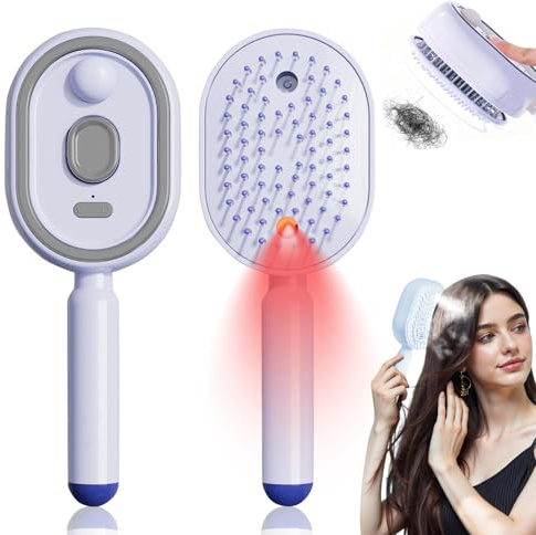 3 in 1 Elektrischer Sprüh-Luftkissen-Massagekamm, Entwirrungs Haarbürste mit ätherische Öle & Sprühen Box, Kopfmassagegerät Elektrisch, Kopfhaut Massagebürste, Glatter Haarkamm Antistatisch (Lila)