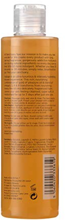 Aceite de ducha Sanctuary para spa, lavado corporal vegano, 2 días de larga duración, gel de ducha limpiador de humedad, para piel seca, con aceite de placer, sin crueldad, 250 ml