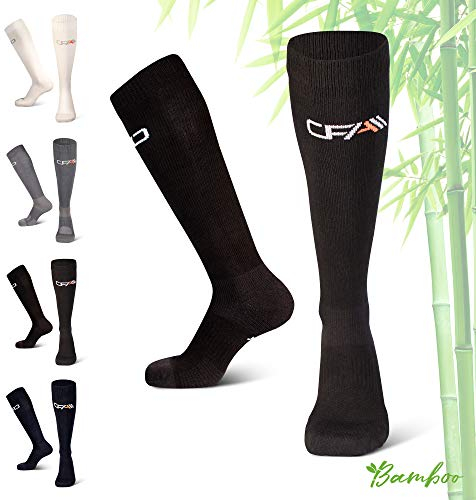 Calze a compressione in fibra di bambù morbida per uomini e donne – Comfort superiore per l'uso quotidiano, lavoro, viaggi, voli, gravidanza, sport, escursionismo e sci. Prodotte nell'UE.