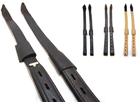 PS Pferdeartikel Mono Steigbügelriemen mit Schnallenloser extra dünner Aufhängung Größe Schwarz - Lang