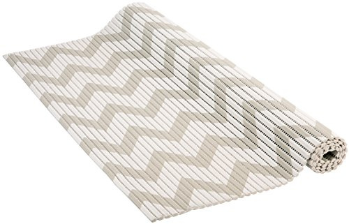 Venilia Mjukskumsmatta, Venisoft fiskben halkfri golvbeläggning duschmatta halkfri matta, PVC-polyester, grå-vit, 65 x 200 cm, 54715