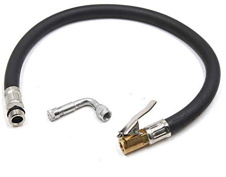 sourcing map 38cm Klipp Auto Luft Reifen Rohr mit Silber Ton 90 Grad Ventilverlängerung