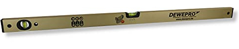 DEWEPRO® Wasserwaage Aluminium 60cm - Gold eloxiert - 2 Libellen - 2% Gefälle - Messtoleranz: 0,3mm/m - Aluwasserwaage für Profi-Handwerker