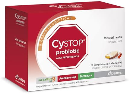 DEITERS - Cystop Probiotic 60 Cápsulas, con Arándano Rojo, D-manosa y Megaflora, Protector Vías Urinarias, para Flora Bacteriana Saludable y Cistitis Recurrentes