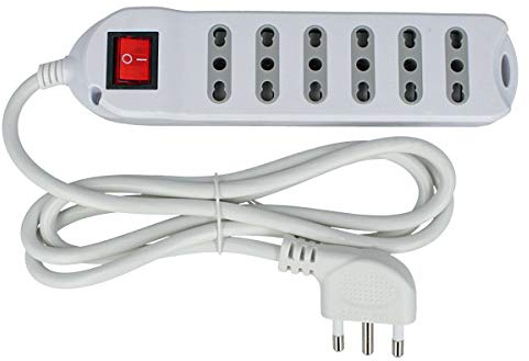 LEDLUX Multipresa Ciabatta Elettrica 6 Posti Prese Bipasso 10/16A Con Interruttore Spina 16A Laterale Cavo 1,5 Metri