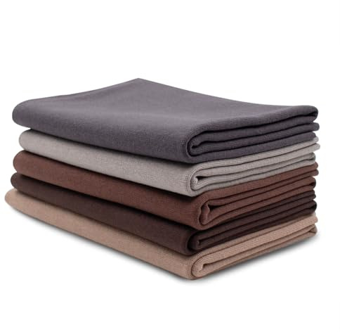 VmG-Store 5x 0,25m Bündchenstoff Set Schlauchware 70cm breit 95% Baumwolle, 5% Elasthan Auswahl Jersey (Grau/Brauntöne, 5er Set)
