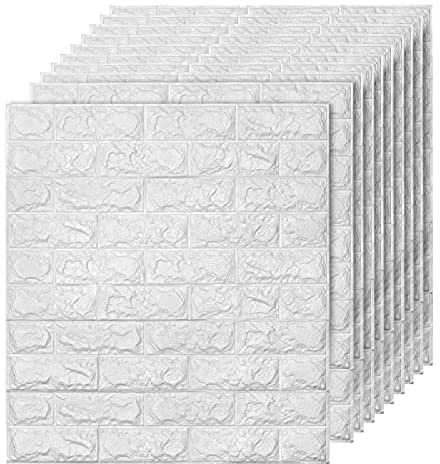 Holdfiturn Self Adhesive Wall Tiles 20-Pack 3D Wall Panels 70×77cm 3D Brick Wallpaper Wall Panels Foam DIY Waterproof PE Foam Panel Thicken Wall Stickers for Kitchen Kids Room Living Room Bedroom
