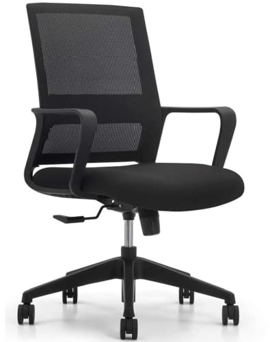 ZIK - Sedia da Ufficio Ergonomica Posturale, Poltrona Ufficio con Supporto Lombare, Sedia Comoda Scrivania con Rotelle, Braccioli, Regolabile in Altezza (45x51x94/100h (Black)