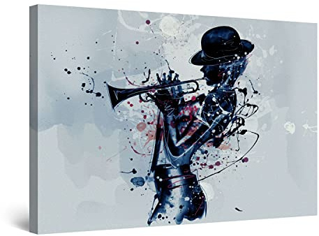 Startonight Bilder - Trompeten Noten - Leinwandbilder Moderne Kunst, Wanddeko Kunstdrucke, Wandbilder XXL Wohnzimmer Groß Wand Bild 80 x 120 cm, Tag Nacht Effekt, Elegante Geschenkidee Wand Deko