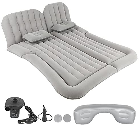 Ejoyous Auto Luftmatratzen-Camping Aufblasbare Matratze Luftmatratze/Luftbett für Auto, mit Pumpe und Kissen, für Entspannung, Reisen, Camping, Pool, Park, Strand, Hof(Grey)