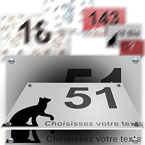 Plaque PVC numéro maison décorative - pour rue, garage, porte, et boite aux lettres - collection chat : 2 lignes personnalisables