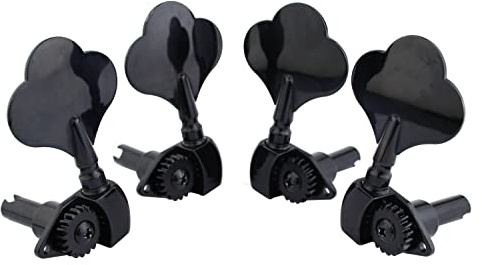 Guyker Testa per basso elettrico a telaio aperto (2R + 2L) - 1:20 Ratio Gear Tuners Tuning Key Pegs - nero