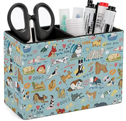 Niapessel Stifthalter für Schreibtisch, Hunde, lustiger Tier-Stifthalter, Aufbewahrung, Schreibtisch-Stift-Organizer, Make-up-Pinselhalter für Büro, Schule, Universität, Leder
