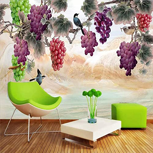 Obst Traube Frisches Obst Fototapete 3D Wandbilder, Panoramawandbilder Große Tapete Dekoration Gemälde Tapete, Geeignet Für Wohnzimmer Und Schlafzimmer Kinderzimmer, Abn 300 (Breite) x 210 (Höhe) cm
