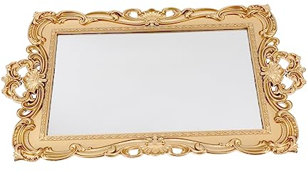 Cabilock Vintage-spiegeltablett Im Europäischen Stil Dekoratives Spiegeltablett Mit Retro-design Fototablett Aus Hochwertigem Material Kleine Schmuckschale Mit Strukturierten Oberfläche