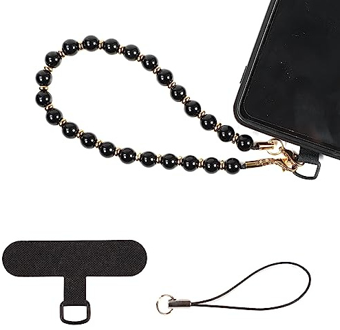 Obsidian Marble Phone Bracelet Strap, Detachable Cellphone Lanyard with Tether Tag Hands-Free Beaded Phone Wrist Strap for Most Phones