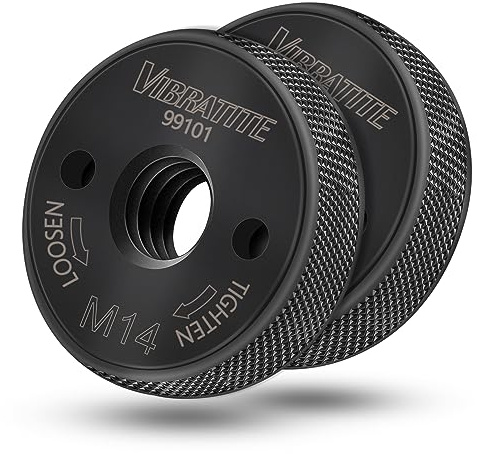 VIBRATITE 2 Stück M14 Schnellspannmutter für Winkelschleifer, Schwarz | legiertem Stahl, für AEG, Black & Decker, Dewalt, Flex, Hitachi, Metabo, Makita Winkelschleifer, Werkzeuglose Montage