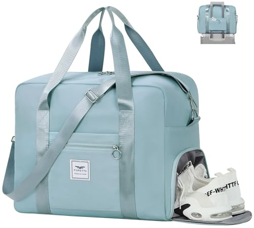 FIORETTO for Easyjet Airlines Cabin Bag 45x36x20 Underseat Travel Bag with Shoes Compartment Hand Luggage Carry on Duffle Holdall for Women and Men 32L Blue