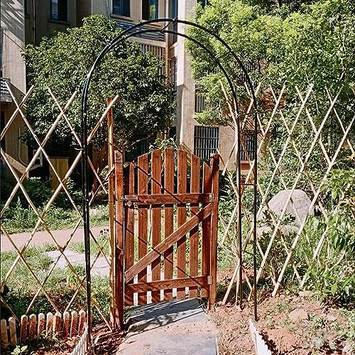 GueTTO Rosenbogen aus Metall Schwarz Verzinkt Hochzeitsbogen Rankhilfe Gartenbogen Rankgitter Rosen Bogen Edelstahl Rankbogen Hochzeit Torbogen,Einfache Montage, mit Sockel,W350cm x H220cm