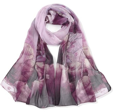 ZKGYUS 1 Piezas Pañuelo de Gasa, Fular De Mujer Bordado con Flores Bufanda De Seda Diseño Retro Elegante Pañuelo Cuello Estola