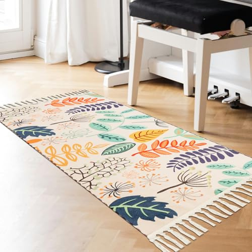 Terafeels Tapis de couloir floral pour couloir 61 x 152 cm, tapis de couloir antidérapant, lavable, antidérapant, tapis d'entrée à poils bas pour chambre à coucher, salle de bain, salon, 36180
