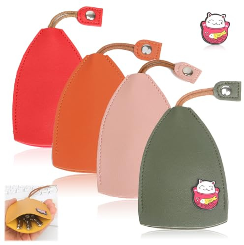 ZKSXOA 4 pièces Étui à clés de Voiture en Cuir,Etui pour clés de Voiture,Créatif Porte-clés Extensible Cuir PU Femme Etui de Protection de Grande Taille Porte-clés de Voiture Mignon Ornement