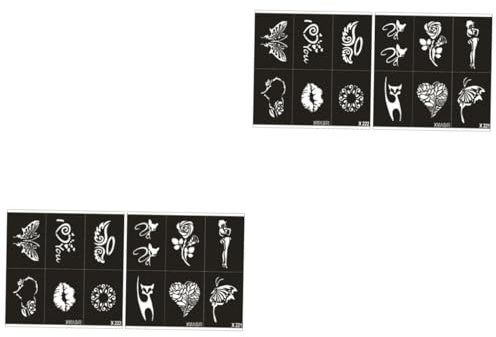 DIYEAH 4 Blätter Schablonen Für Glitzertattoos Tiger-karte Kunst Schablonen Drachenschablonen Handschablonen Schablonen Für Airbrush Körperkunst-schablonen Schimmel Aushöhlen