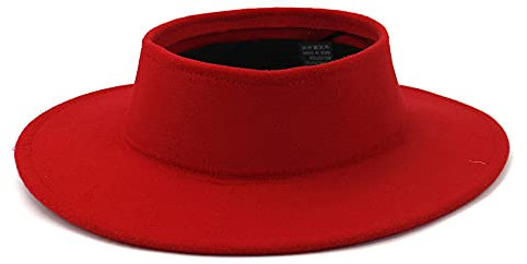Fengyan Mütze mit breiter Krempe, britischer Stil, Winterwolle, Fedora-Hut für Damen und Herren, rot, 6 7/8-7 1/8