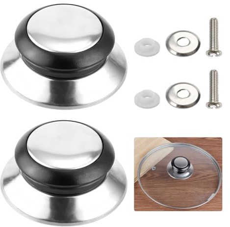 2 Pezzi Pomello Coperchio Pentola,Manico di Ricambio per Coperchio Pentola,Resistenti al Calore,Universale Manopole Coperchio,Pomelli Coperchi Pentole in Acciaio Inossidabile per Utensili da Cucina