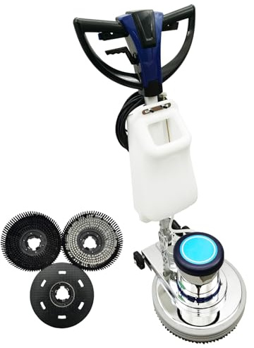EQCOTWEA 18 Commercial Floor Scrubber & Polisher Heavy Duty Multi-Surface Buffer Cleaner for Wood, Tile, Epoxy, Carpet - 175 RPM, 12L Tank, Low Noise, Industrial & Home Use 110V