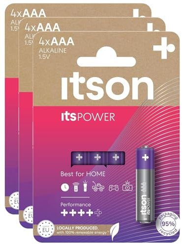 ITSON Lot de 3 x 4 Piles Alcalines LR03/AAA 1,5V ItsPOWER