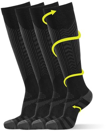 2 Paar Kompressionsstrümpfe Damen, Compression Socks, Stützstrümpfe, Kompression Socken Kompressionssocken Flug 20-30 mmhg, Fit 35-40 für Sport, Radfahren, Reisen, Schwangerschaft, Fliegen, Schwarz