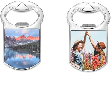 Lpraer Flaschenöffner Personalisiert mit Foto Gravur, 2PCS Magnet Bieröffner Metall Kapselheber Kühlschrank Kitchen Deko Lustige Geschenke für Männer Frauen Vater Mutter