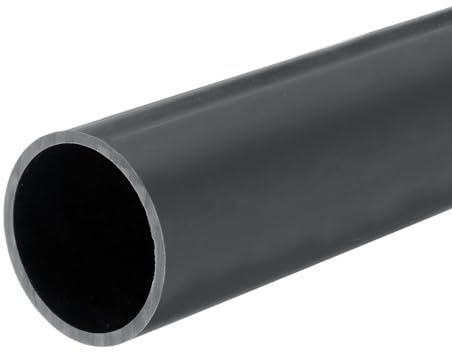 QUARKZMAN Tubo Redondo Rígido de PVC de 36mm ID y 40mm OD Longitud de 20cm/8 Gris Oscuro de Alta Resistencia para Tuberías de Agua Manualidades Funda para Cables Riego Acuarios Piscina