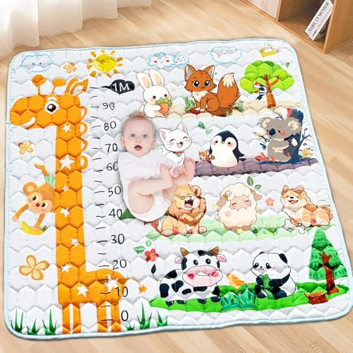 Kulveanju Krabbelmatte Baby Faltbar, 127x127cm Rutschfeste Baby Krabbeldecke Spielmatte, Wasserdicht Babymatte Weich Baumwolle, Maschinenwaschbare, Kinder Bodenmatte für Laufstall, Innen, Außen
