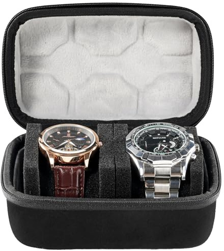 ProCase Estuche para Reloj de Viaje, Funda de Transporte para Relojes Caja de Visualización Organizador de Almacenamiento de Relojes para Hombres y Mujeres -2 Ranuras