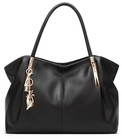 Pahajim Bolsos de Mujer Grande PU Piel Bolso Bandolera Mujer Tote Bag bolso impermeable para Trabajo, Casual, Fiesta, Compras(negro)