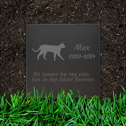 papasgix Tiergrabstein Gedenktafel mit Gravur Individueller Personalisiert Tiergrabstein Schiefer Gedenkstein für Hund, Katze und andere Haustiere