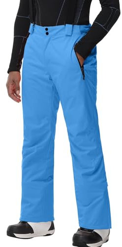 SnowElve Isolierte Herren-Schneehose, wasserdicht, Skihose für Winter, Wandern, Unterschenkel, Reißverschluss, Outdoorhose, Reißverschlusstaschen (YSB-K03, Blau, Größe M)