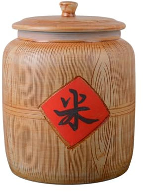 Ceramic Food Containers，Food Dispensers Rice Cylinder ，Rice Storage Jar With Lid，household Ceramic Decorative，Sealed Storage Tank ，decorative Jar，Large-capacity Rice Pot，Grain Dispenser Porcelain(10kg
