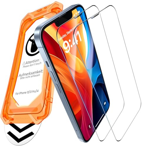 UniqueMe für iPhone 16e/14/13 Pro/13 für Panzerglas - [Full Screen Displayschutz] Schutzfolie für iPhone 16e/14/13 Pro/13 Schutzglas,Auto Installation,2 Stück
