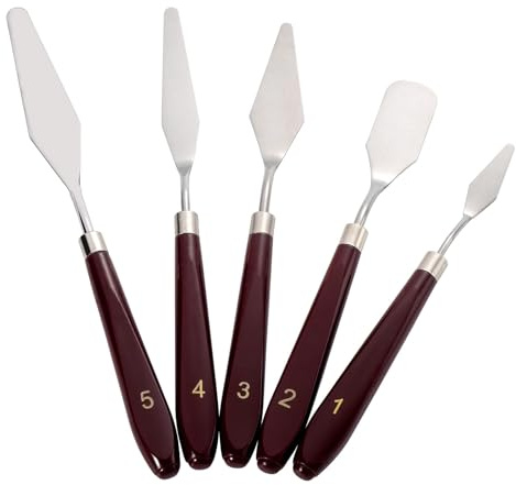Mynoozi 5-teiliges Malmesser-Set, Edelstahl-Kunststoffstiel-Rakel, Kunst-Rakel, Palettenmesser-Set für Acryl-, Öl- und Aquarellmalerei