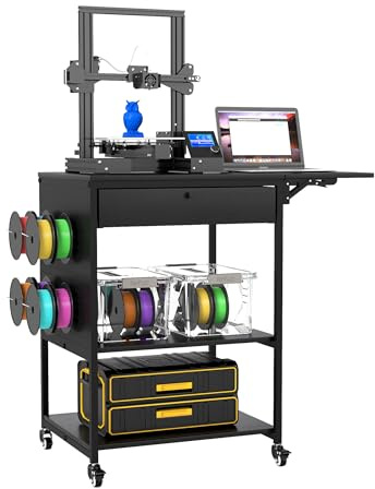 Suuiwau 3D-Druckertisch, rollender 3D-Druckerständer, Arbeitsplatz, Schreibtisch-Wagenhalter, 3D-Drucker-Filamentaufbewahrung für Zuhause, Büro, Werkstatt